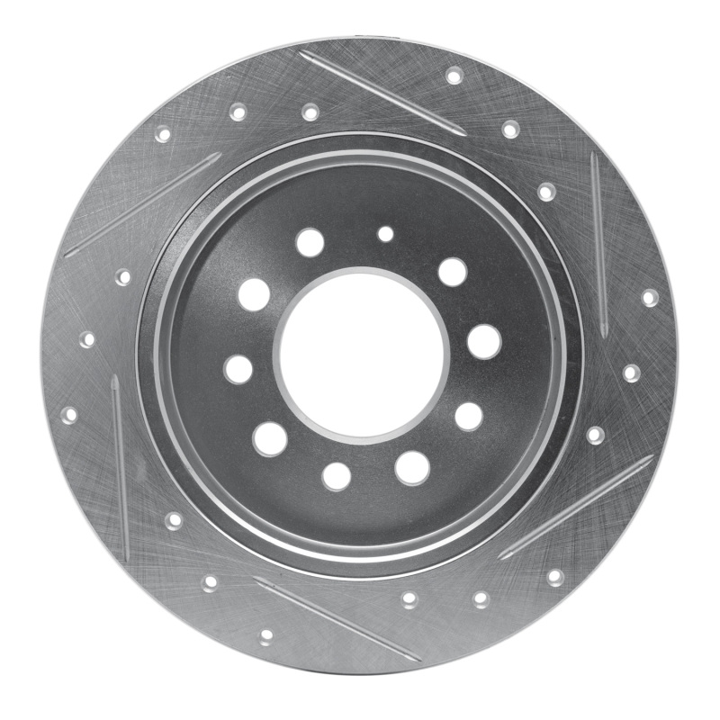 Hyundai Tiburon Brake Rotor (1) - Rear Left - R1 Concepts - Drilled & Slotted - Silver - `07-`08